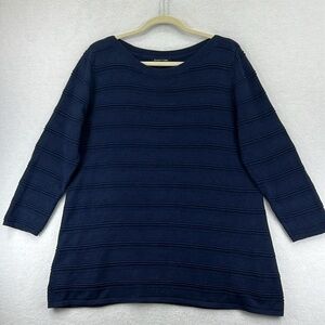 41 Hawthorne Hauthie Pointelle Women’s Sweater Sz XL Navy 3/4 Sleeves
